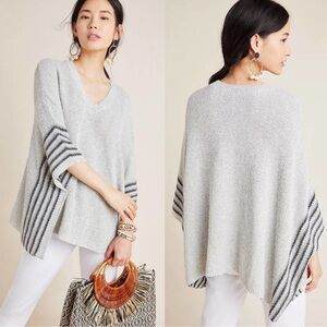 Anthropologie Isla Maude poncho in gray with black stripes M/L
